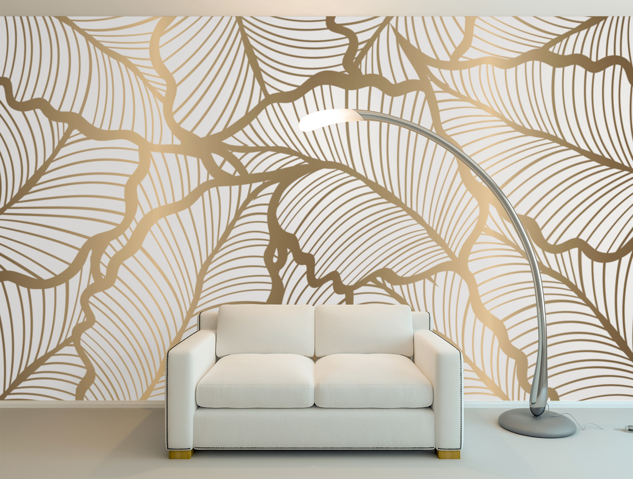 Papier Peint Panoramique Or et Blanc | Le Petit Intissé