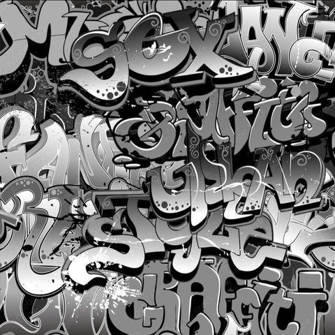 Papier Peint Graffiti Noir et Blanc | Le Petit Intissé