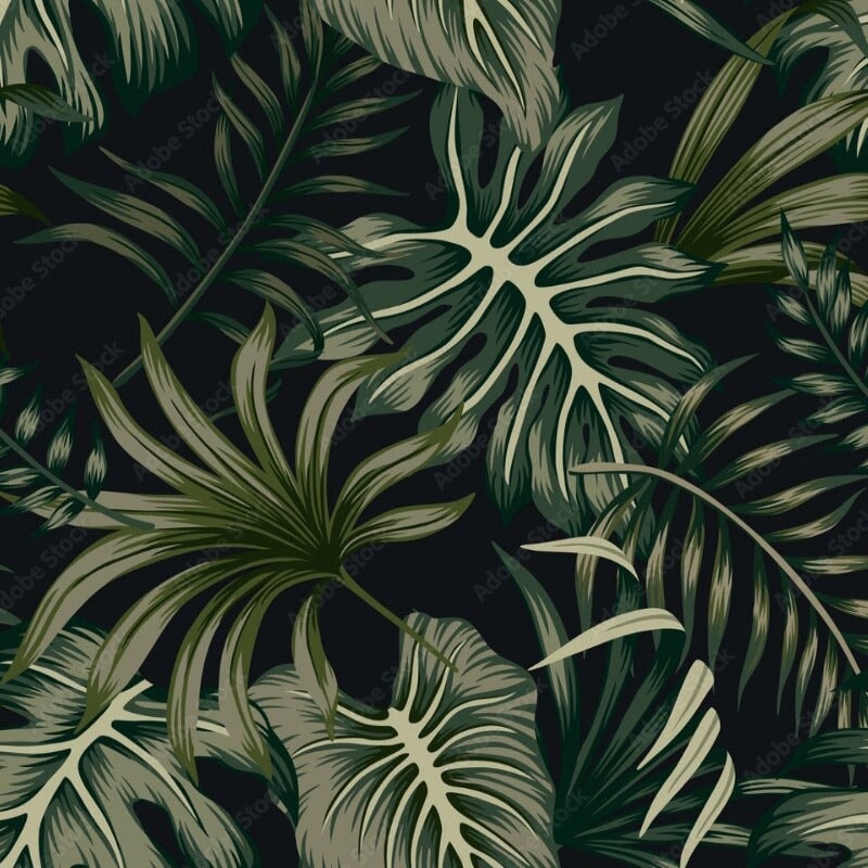 Papier Peint Tropical Noir et Vert | Le Petit Intissé