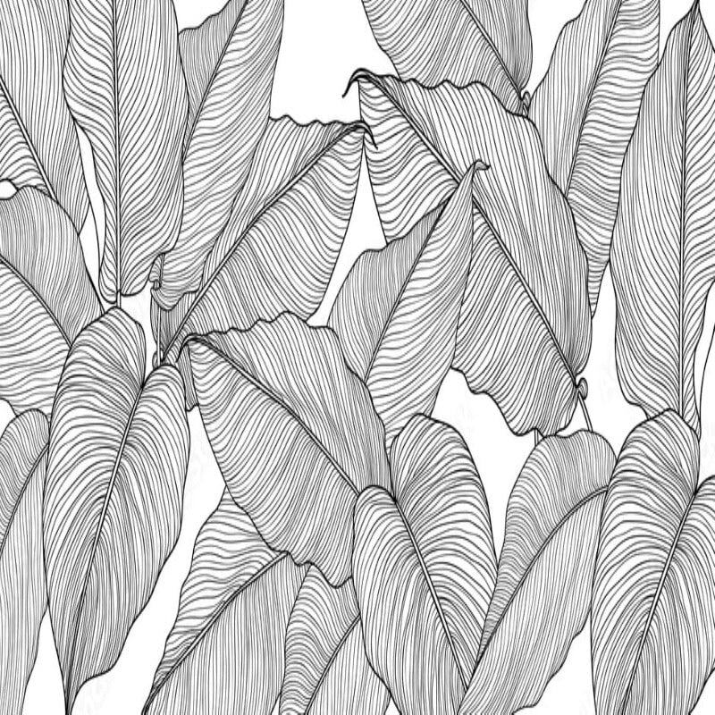 Papier Peint Motif Tropical Noir et Blanc | Le Petit Intissé