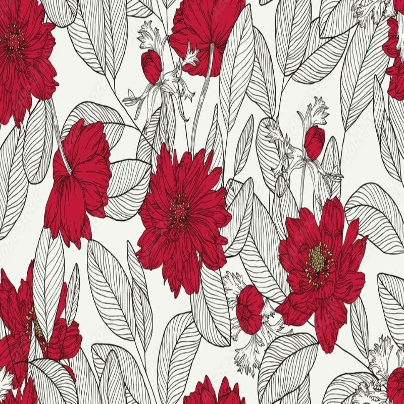 Papier Peint Tropical Rouge | Le Petit Intissé