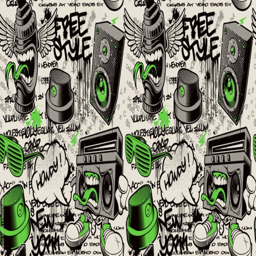 Papier Peint Graffiti <br/> Free Style Noir