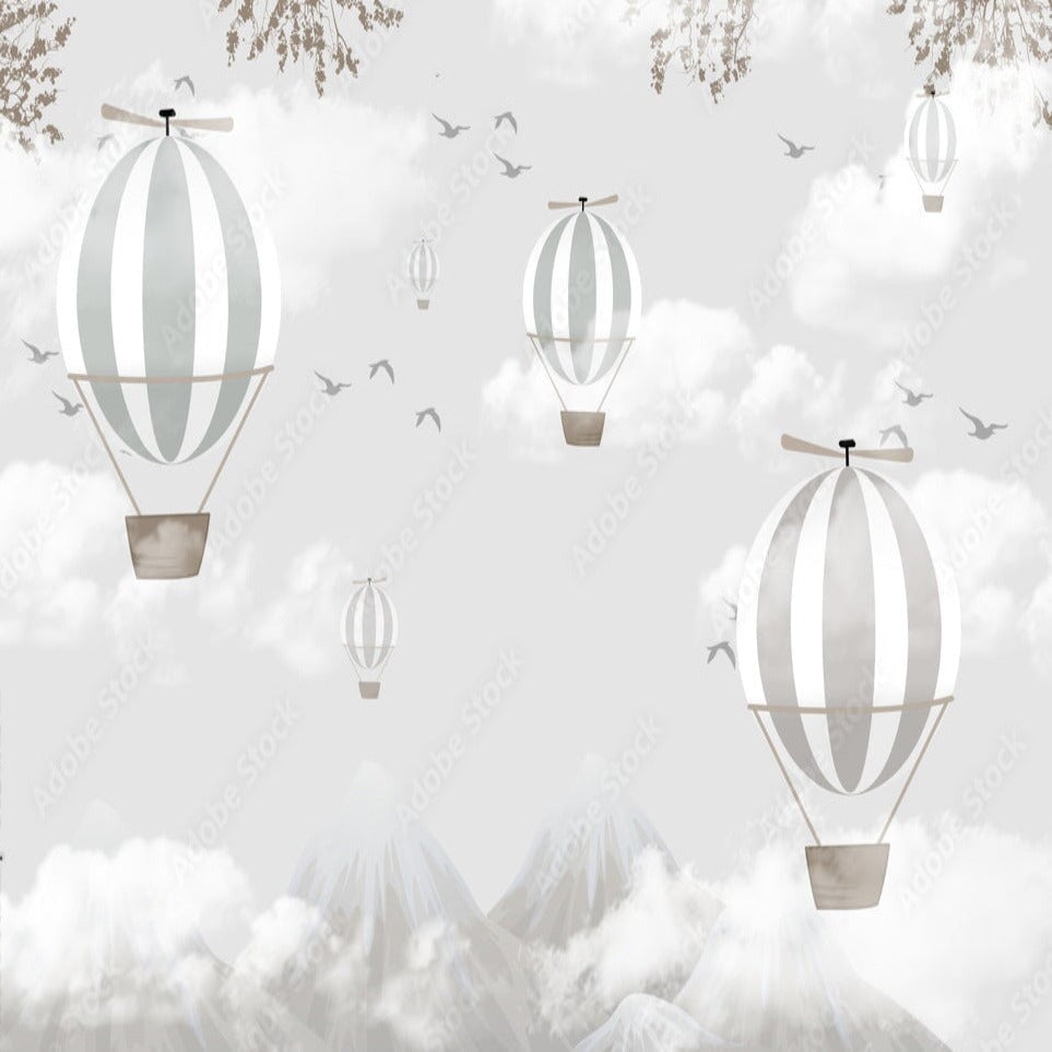 Papier Peint Bébé Classique <br/> Ciel Ton Gris