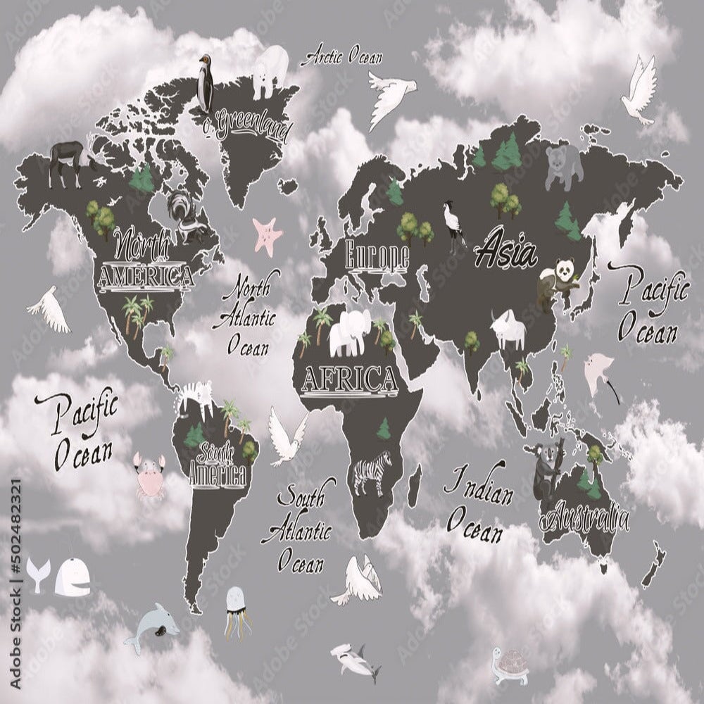 Papier Peint Monde Carte | Le Petit Intissé