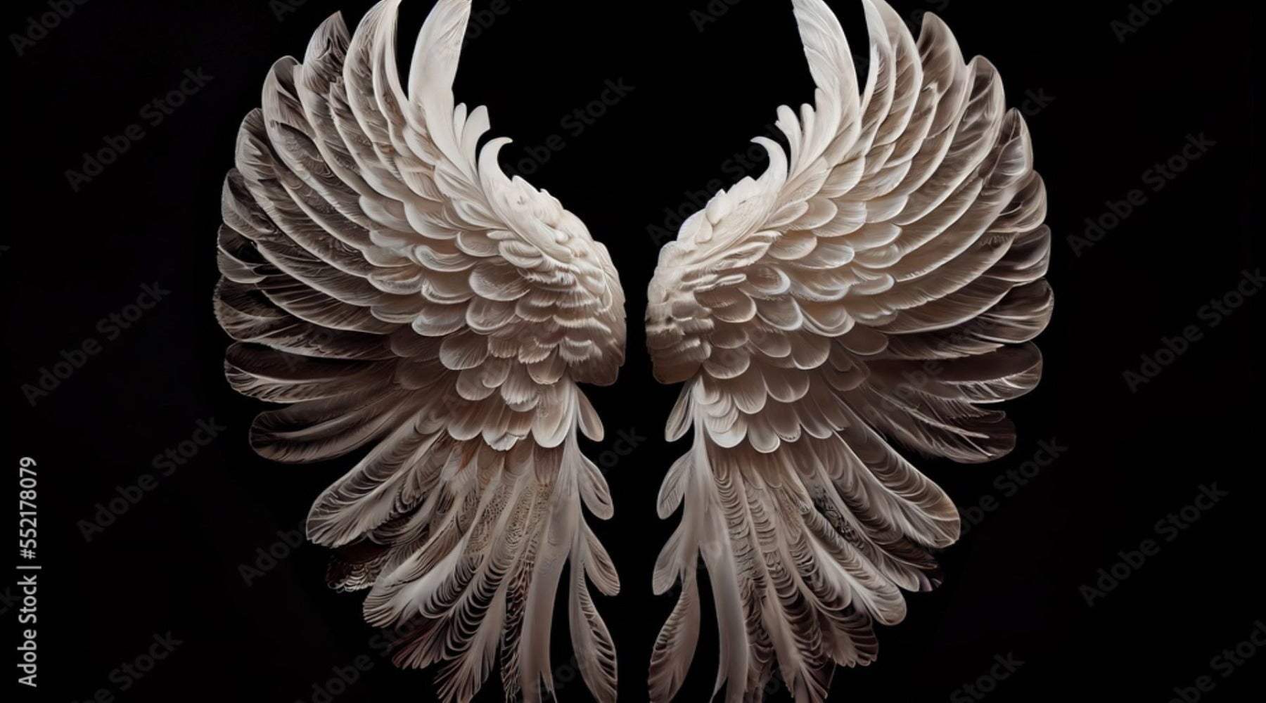 Papier Peint Noir et Blanc <br/> Plume Ange 3D