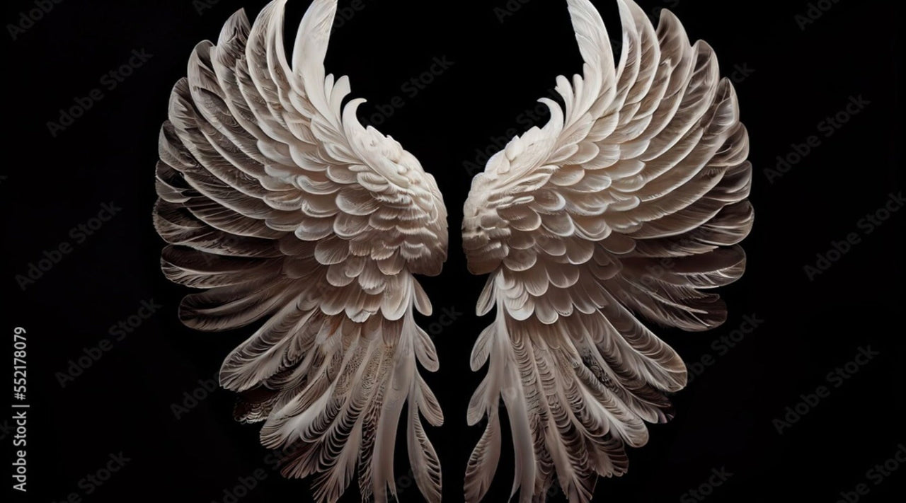 Papier Peint Noir et Blanc <br/> Plume Ange 3D