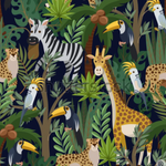 Papier Peint Animaux <br/> Jungle dans la Nuit