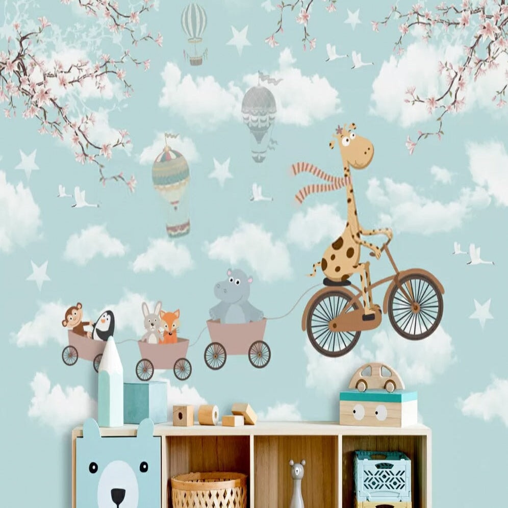 Papier Peint Animaux <br/> Girafe Ciel Bleu