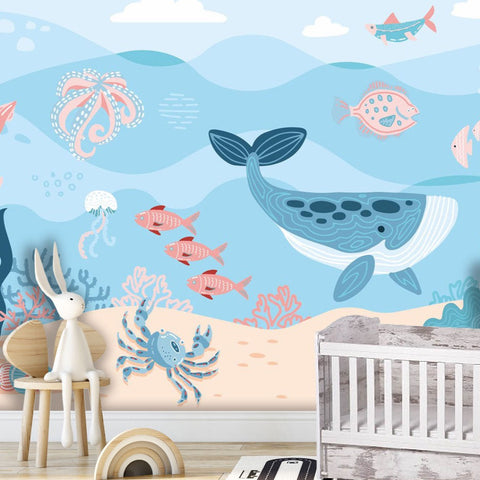 Papier peint design Have fun - dessin amusant sur un fond saumon pour les  enfants - Pour enfants - Papiers peints
