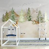 Thumbnail for Papier Peint Panoramique Forêt Aquarelle | Le Petit Intissé