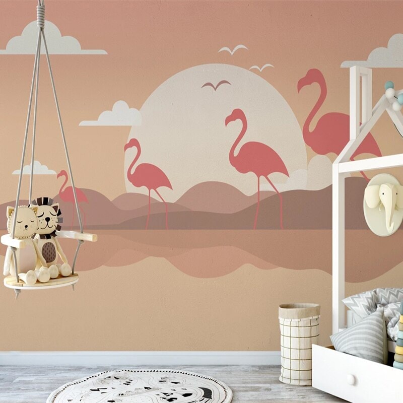 Papier Peint Motif Flamant Rose | Le Petit Intissé