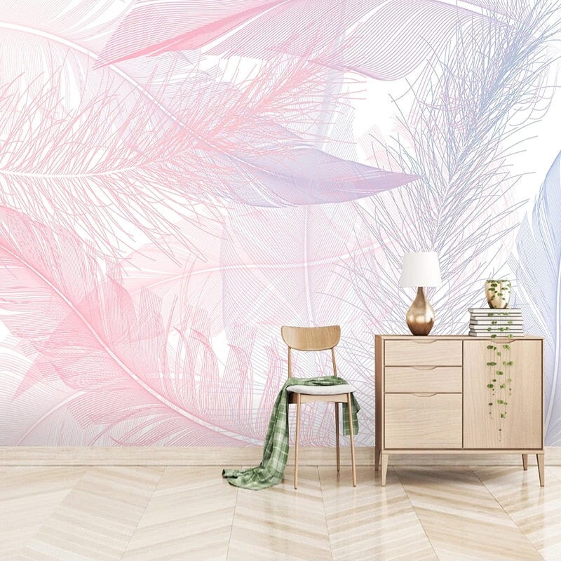 Papier Peint Plumes Rose | Le Petit Intissé