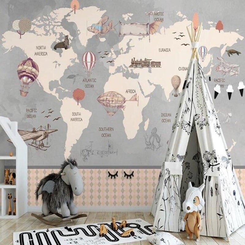 Papier Peint Carte du Monde Enfant | Le Petit Intissé