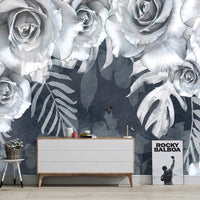 Thumbnail for Papier Peint Panoramique Noir et Blanc Fleurs | Le Petit Intissé