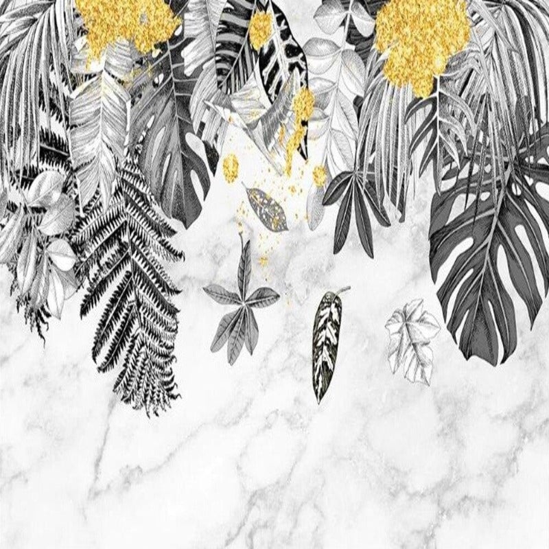 Papier Peint Feuille de Palmier Noir et Blanc | Le Petit Intissé
