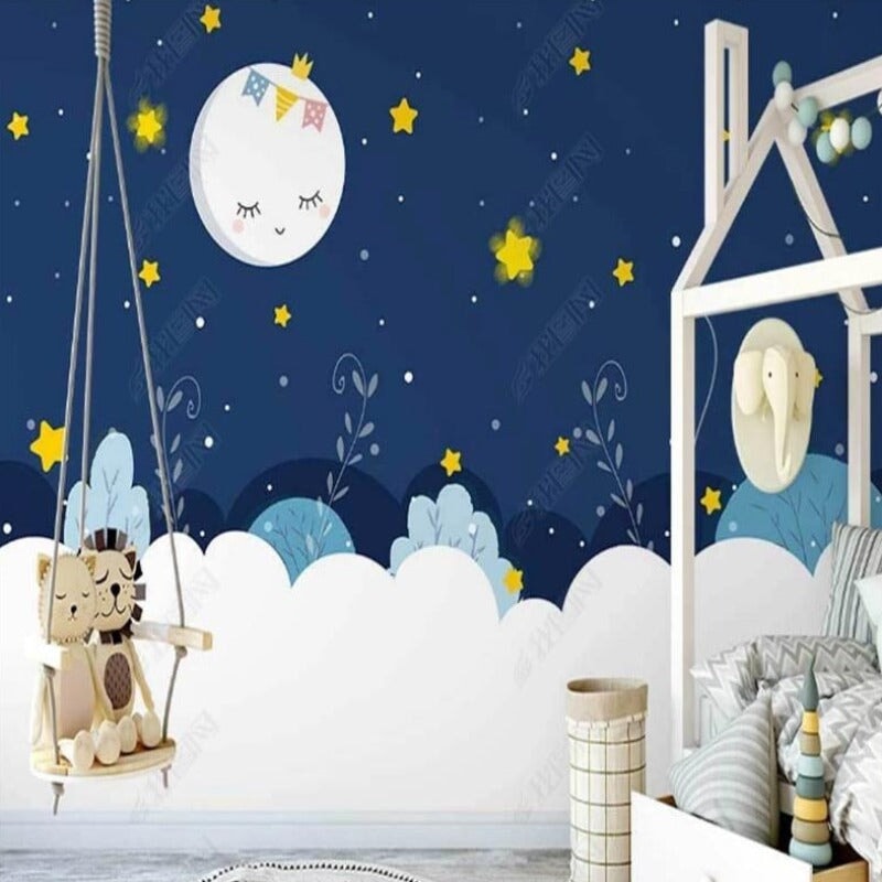 Papier Peint Etoilé Bleu | Le Petit Intissé