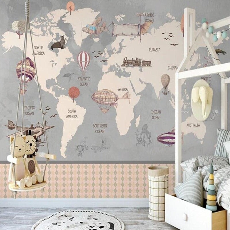 Papier Peint Carte du Monde Enfant | Le Petit Intissé