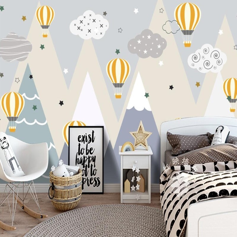 Papier Peint avec Montgolfière Chambre Bébé | Le Petit Intissé