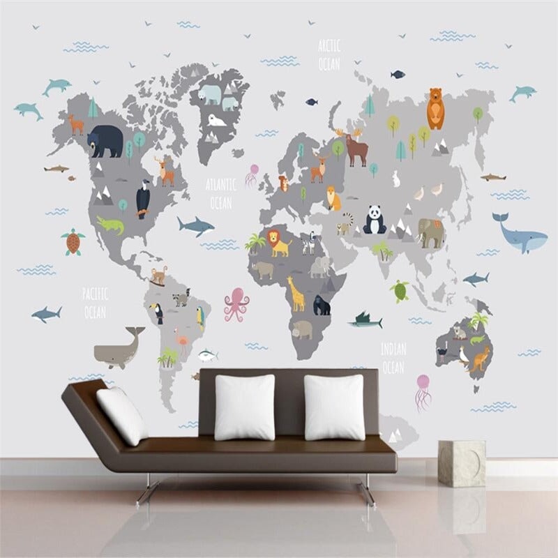 Papier Peint Motif Carte du Monde | Le Petit Intissé