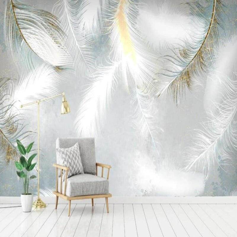 Papier Peint Plume Blanche | Le Petit Intissé