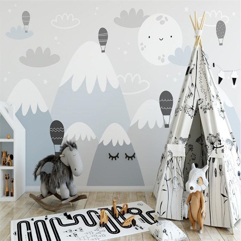 Papier Peint Bébé Classique <br/> Paysage Montagne Bleue