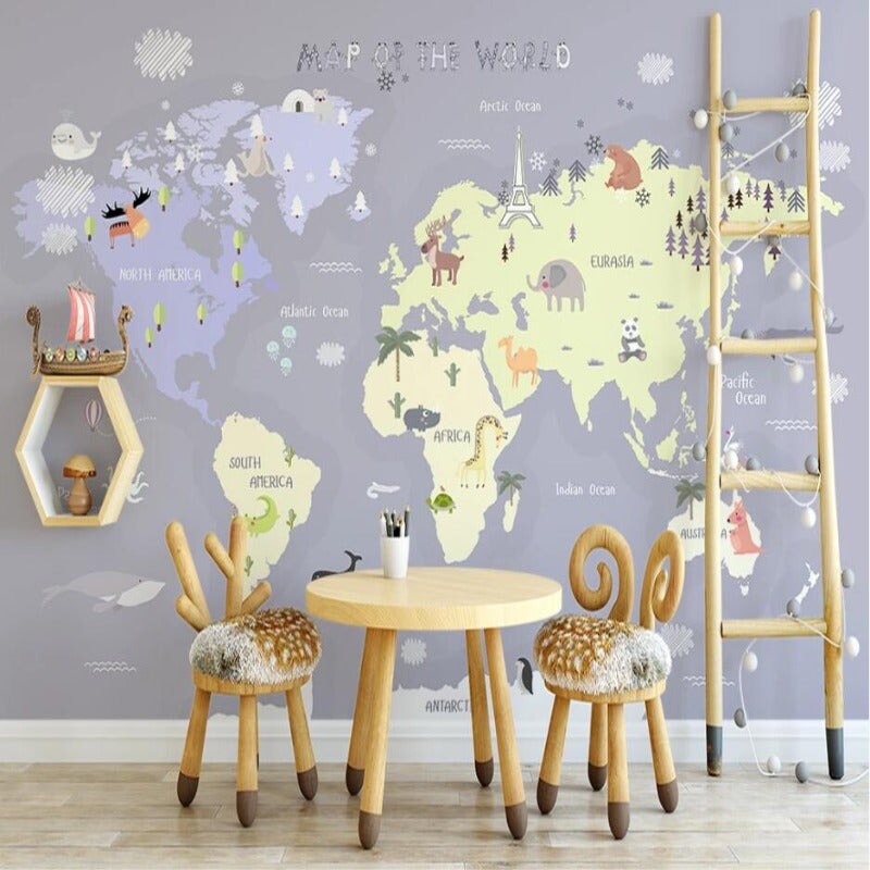 Papier Peint Mappemonde | Le Petit Intissé