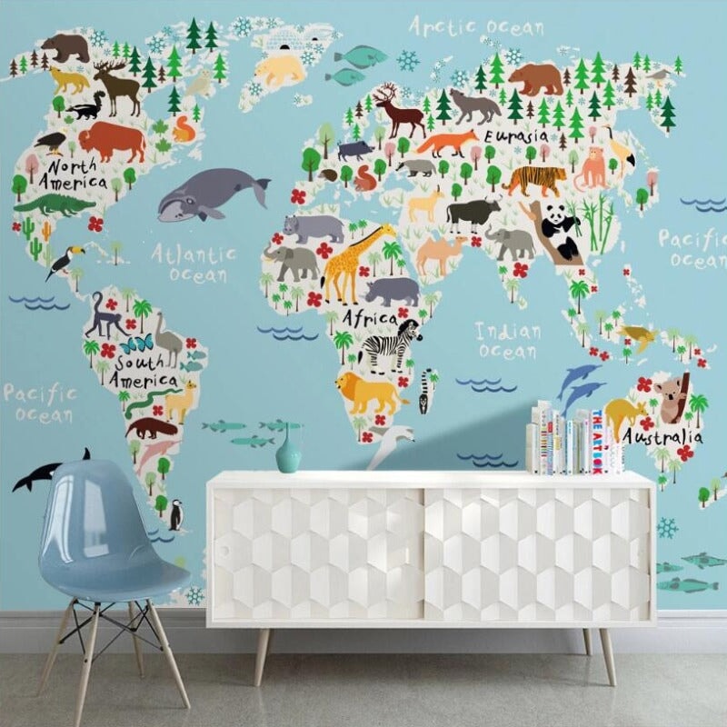 Carte du Monde Animaux Bébé | Le Petit Intissé