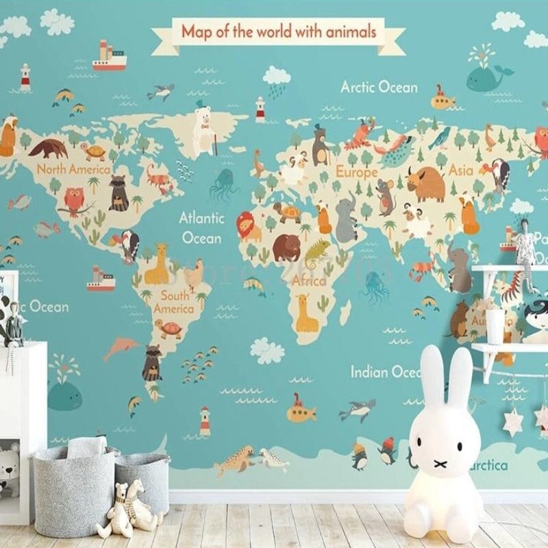 Papier Peint Panoramique Mappemonde | Le Petit Intissé