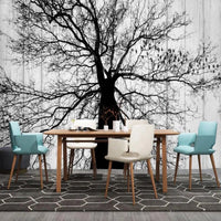 Thumbnail for Papier Peint Panoramique Arbre Noir et Blanc | Le Petit Intissé