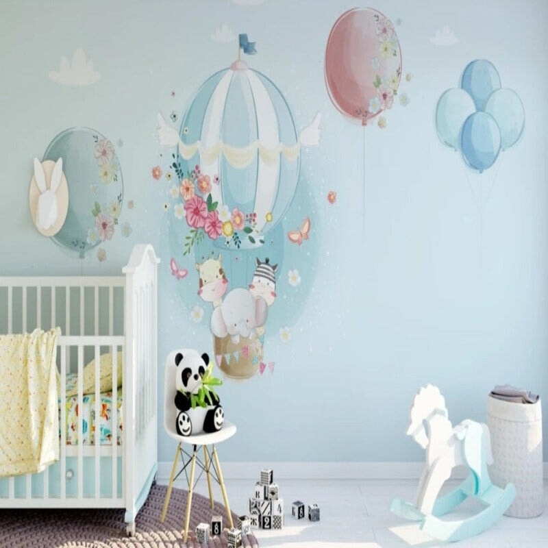 Papier Peint Montgolfière Bleu | Le Petit Intissé