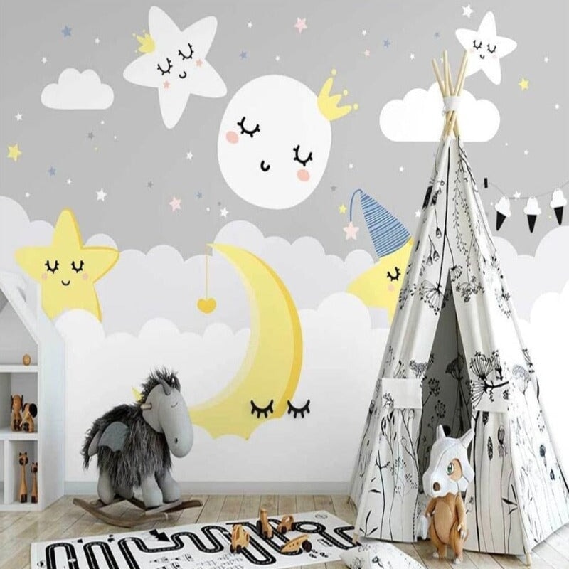 Papier Peint Etoile Gris et Blanc | Le Petit Intissé