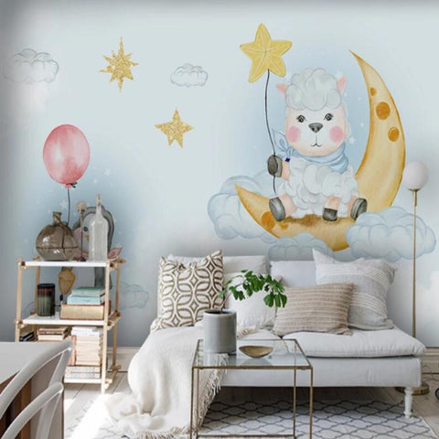 Papier peint intissé beige étoile phosphorescente, Tapisserie pour chambre  enfant beige, Papiers peints phosphorescents chambre bébé