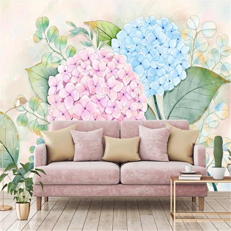 Papier Peint Fleur Bleu Rose | Le Petit Intissé