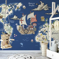 Thumbnail for Papier Peint Mappemonde Carte | Le Petit Intissé