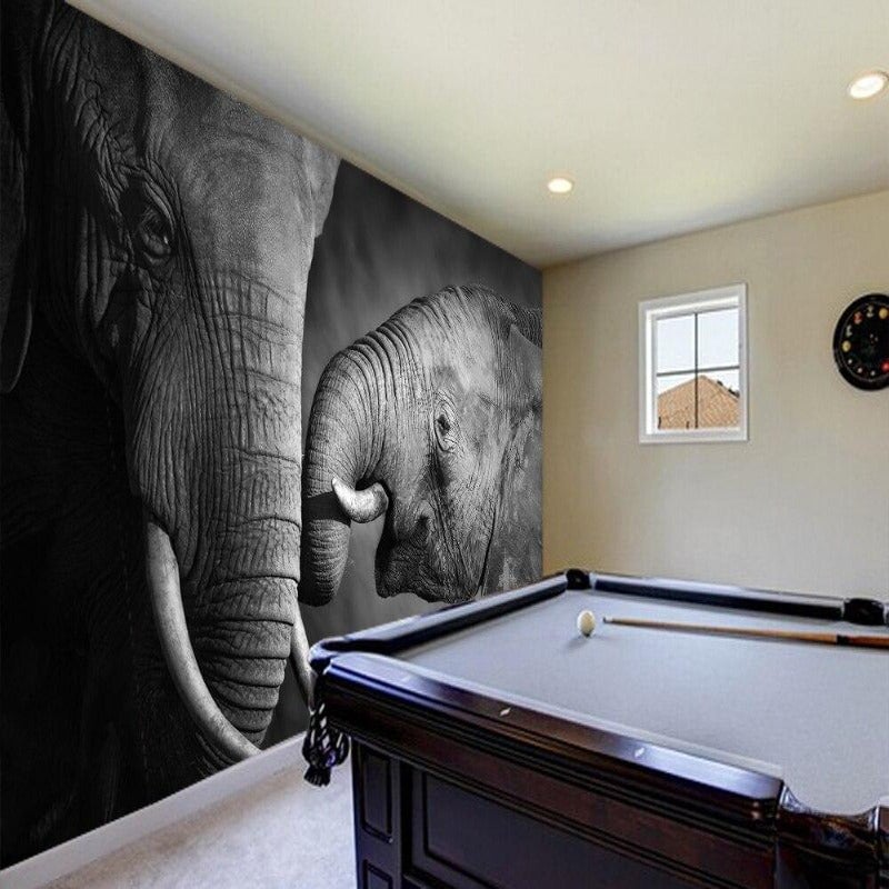 Papier Peint Eléphant Noir et Blanc | Le Petit Intissé