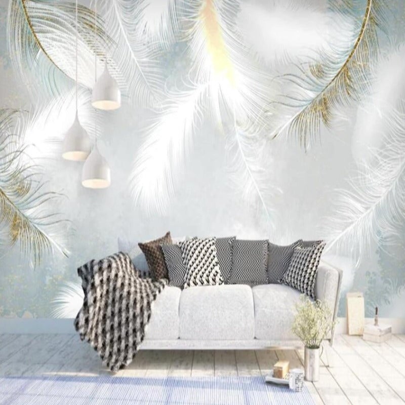 Papier Peint Plume Blanche | Le Petit Intissé