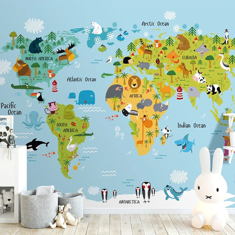 Papier peint planisphère coloré : carte du monde xxl