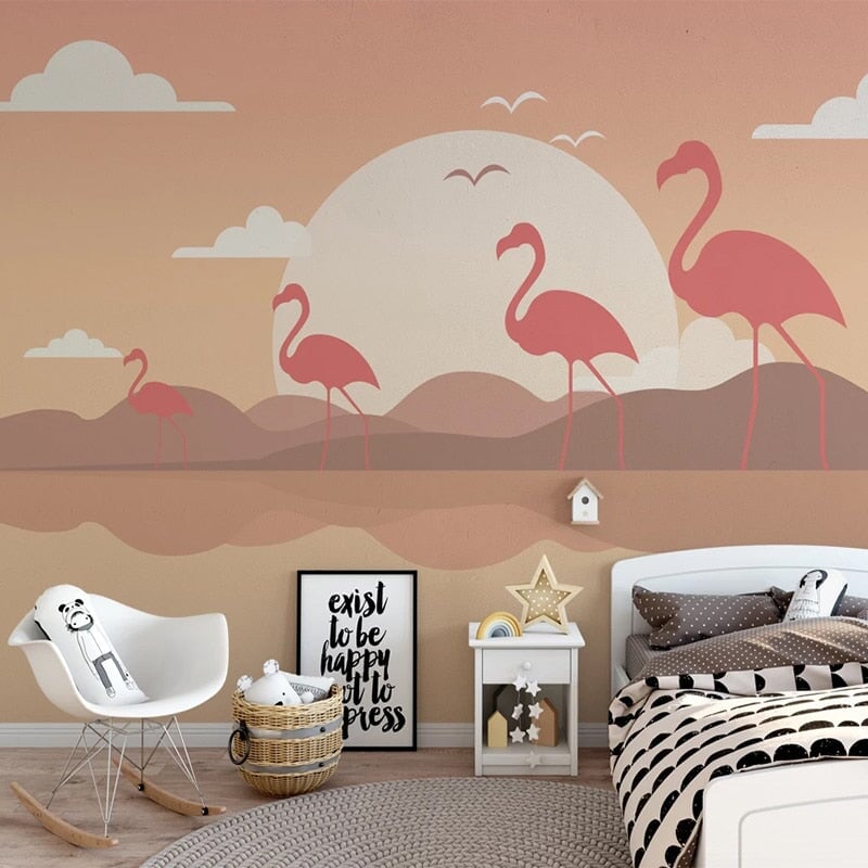 Papier Peint Motif Flamant Rose | Le Petit Intissé