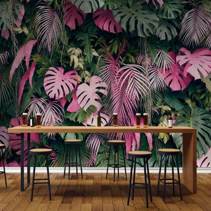 Papier Peint Tropical Vert et Rose | Le Petit Intissé