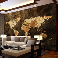 Thumbnail for Papier Peint Carte du Monde Marron | Le Petit Intissé