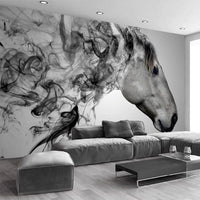 Thumbnail for Papier Peint Cheval Noir et Blanc | Le Petit Intissé