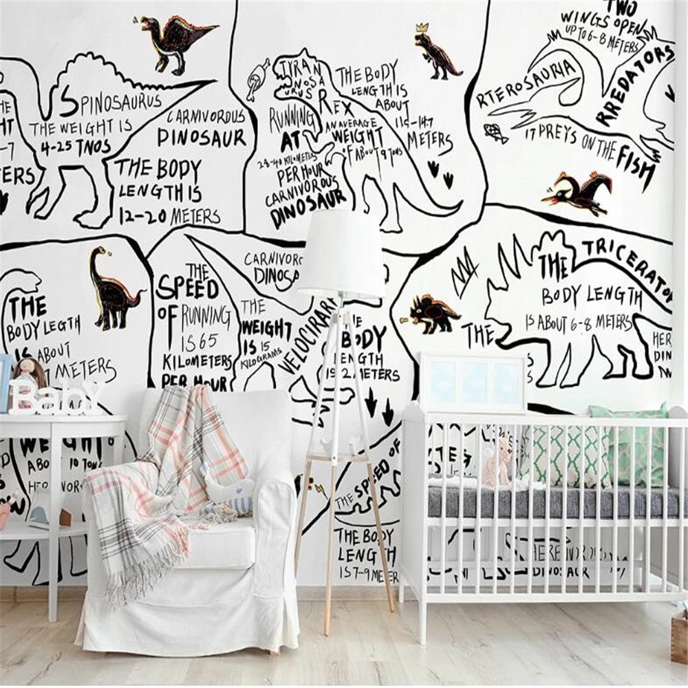 Tapisserie Dinosaure Noir et Blanc | Le Petit Intissé