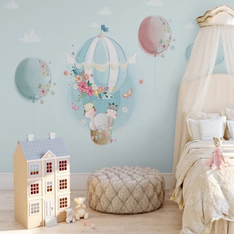 Papier Peint Montgolfière Bleu | Le Petit Intissé