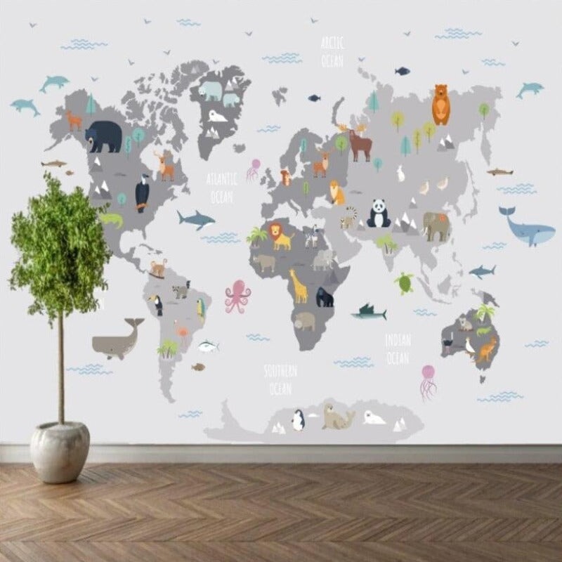 Papier Peint Motif Carte du Monde | Le Petit Intissé