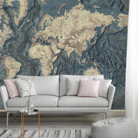 Thumbnail for Papier Peint Mappemonde 3D | Le Petit Intissé