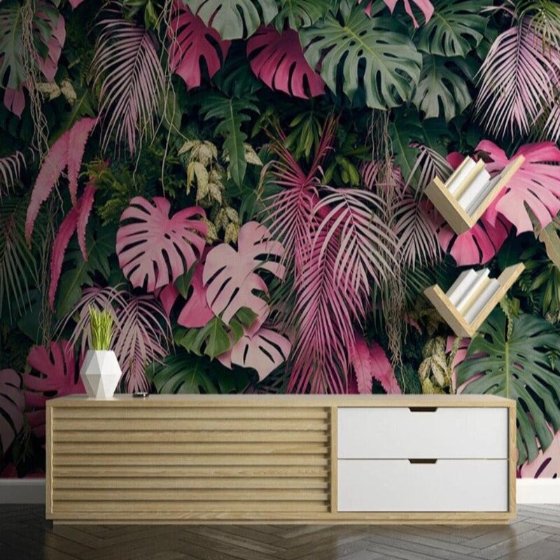 Papier Peint Tropical Vert et Rose | Le Petit Intissé