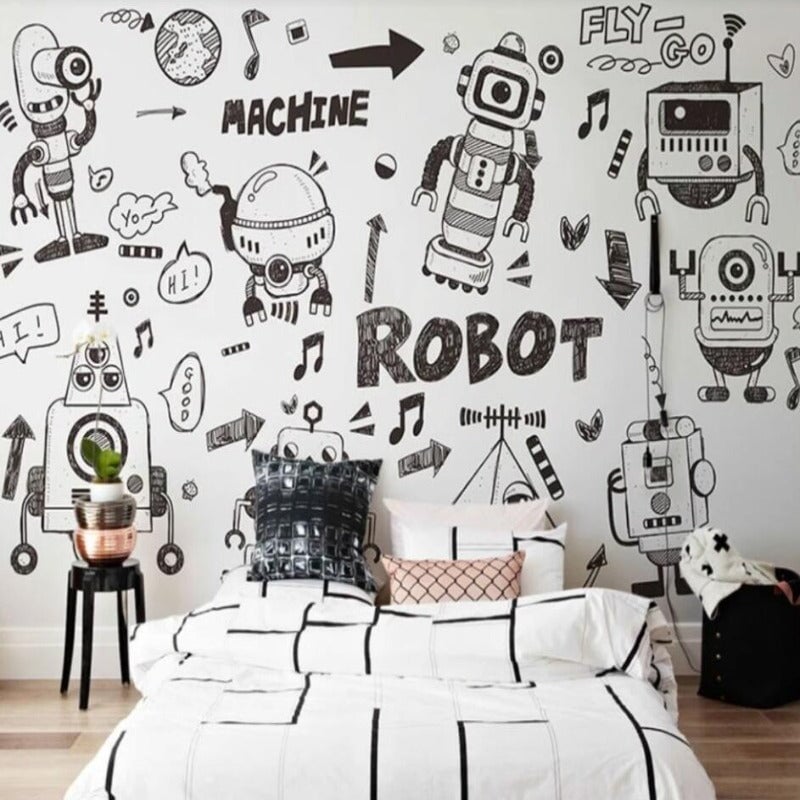 Papier Peint Noir et Blanc Motif | Le Petit Intissé