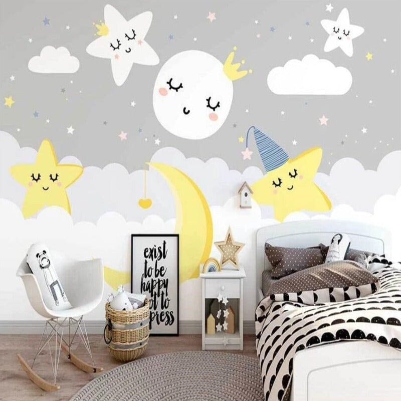 Papier Peint Etoile Gris et Blanc | Le Petit Intissé