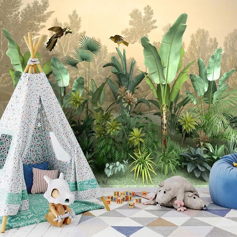 Papier Peint Feuillage et Oiseaux | Le Petit Intissé