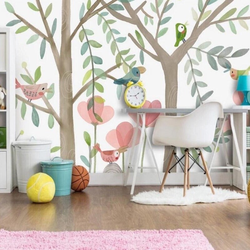 Papier Peint Oiseaux Arbres | Le Petit Intissé